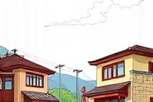 小镇回声带条漫封面，山谷里层层回荡的声波线